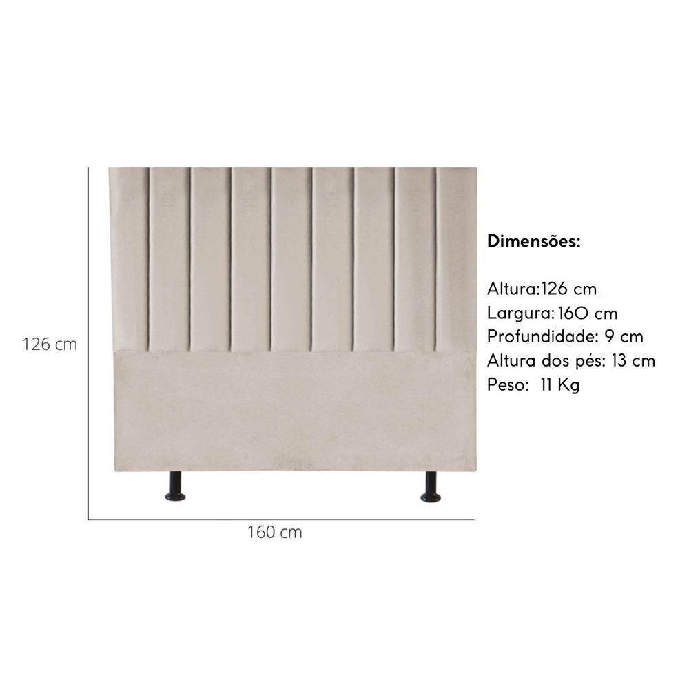 Cabeceira Estofada Cama Casal Queen Size160 Cm Alice Linho Bege - 3