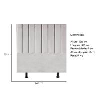 Cabeceira Estofada De Cama Casal Box 140 Cm Alice Linho Cinza Claro - 3