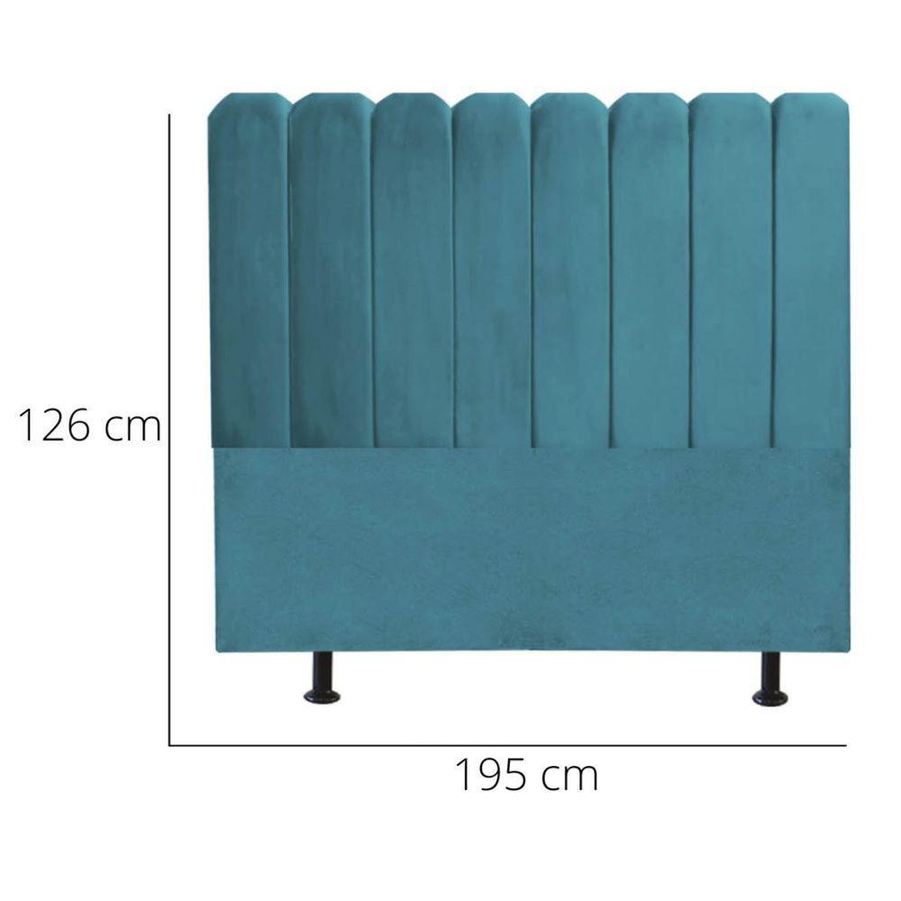Cabeceira Nuvem Cama King 195 Cm Alanis Suede Azul Turquesa - 3