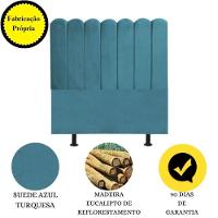 Cabeceira Nuvem Cama King 195 Cm Alanis Suede Azul Turquesa