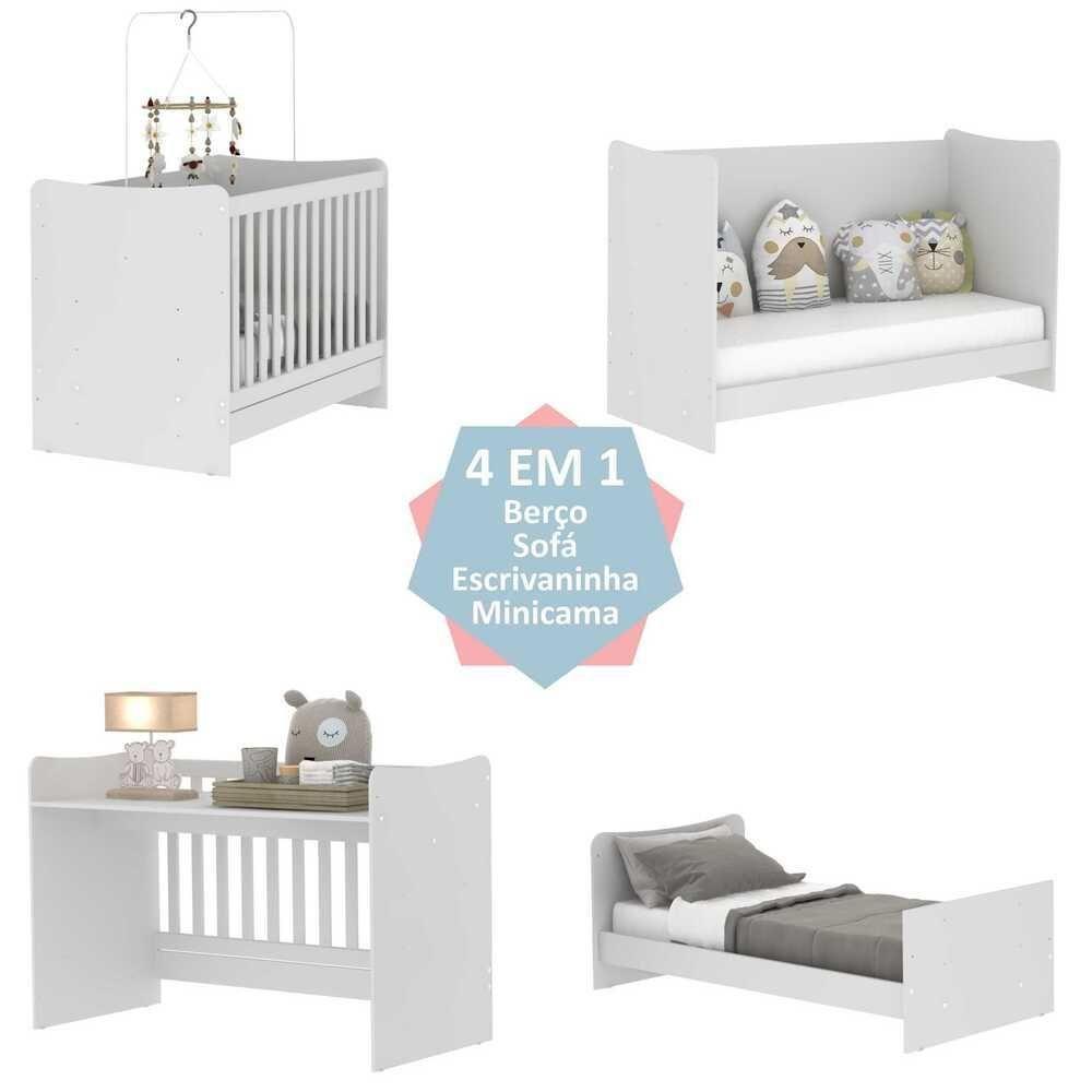 Berço 4 Em 1 Para Colchão 70 X 130 Cm Multimóveis Evolution Vira Escrivaninha Branco - 6