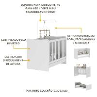 Berço 4 Em 1 Para Colchão 70 X 130 Cm Multimóveis Evolution Vira Escrivaninha Branco - 3