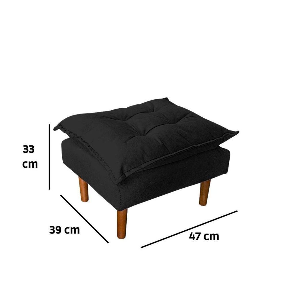 Poltrona De Amamentação Loana Com Puff Suede Preto - 6