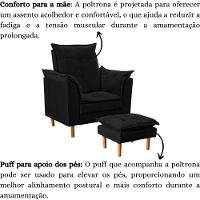 Poltrona De Amamentação Loana Com Puff Suede Preto - 8
