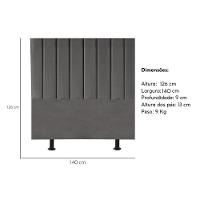 Cabeceira Estofada De Cama Casal Box 140 Cm Alice Linho Cinza - 3