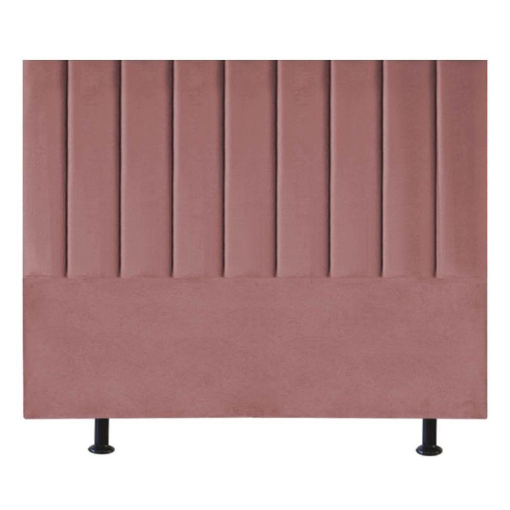 Cabeceira Cama Box King Size Estofada 195 Cm Carla Suede Rosê - 1