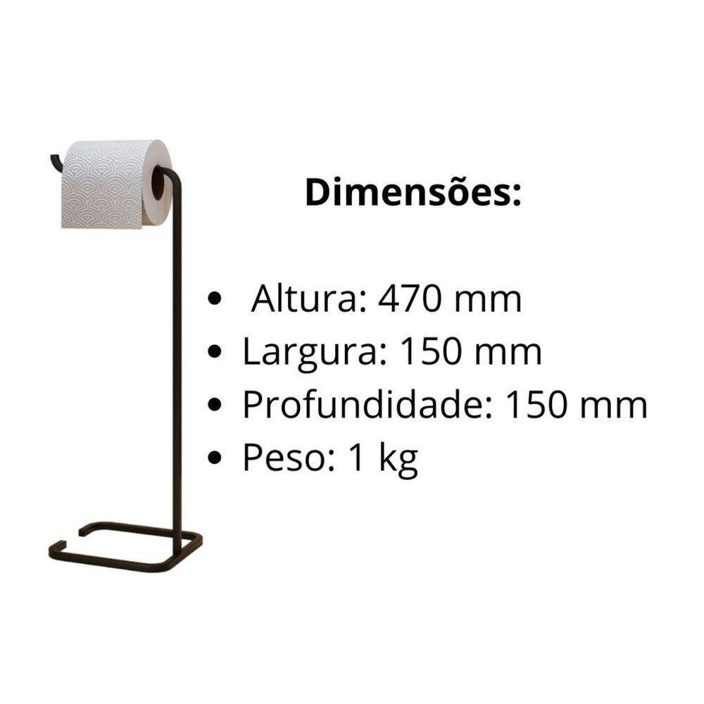 Porta Papel Higiênico E Porta Toalha De Banheiro Level Preto - 10