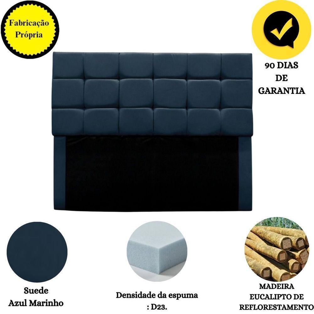 Cabeceira Cama Box Queen 160 Cm Bianca Suede Azul Marinho - 4