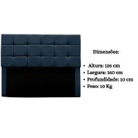 Cabeceira Cama Box Queen 160 Cm Bianca Suede Azul Marinho - 8
