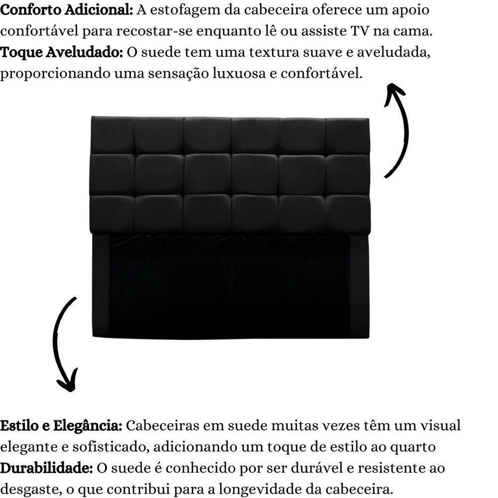 Cabeceira Cama Box Estofada Queen 160 Cm Bianca Suede Preto - 5