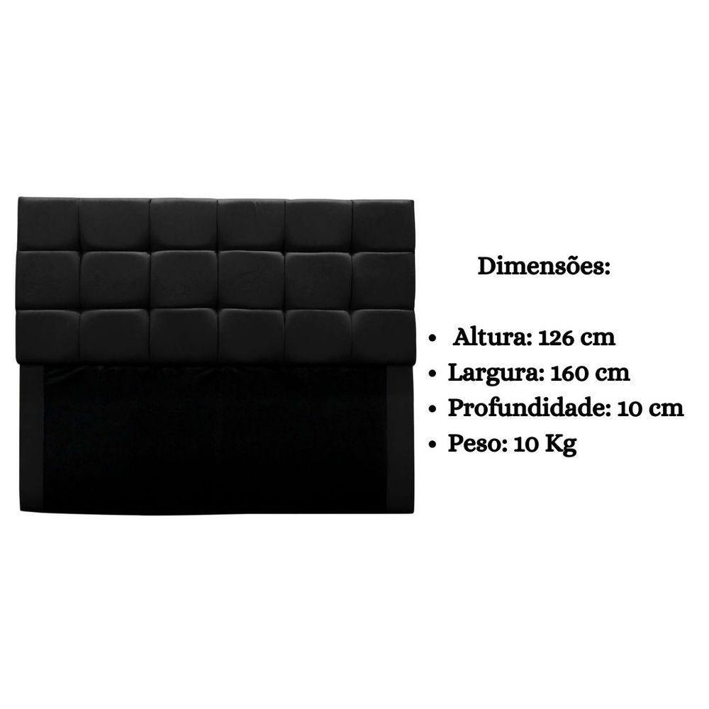 Cabeceira Cama Box Estofada Queen 160 Cm Bianca Suede Preto - 8