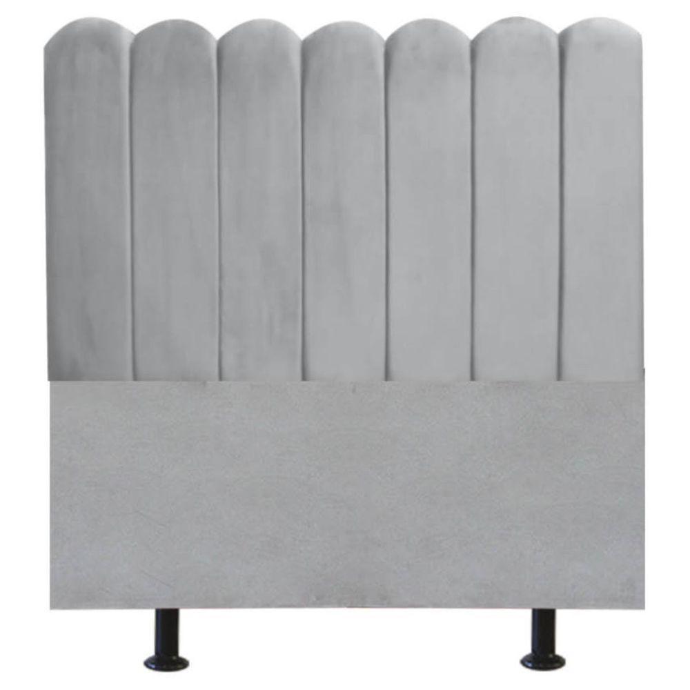 Cabeceira Nuvem Cama Solteiro 90 Cm Alanis Suede Cinza Claro - 1