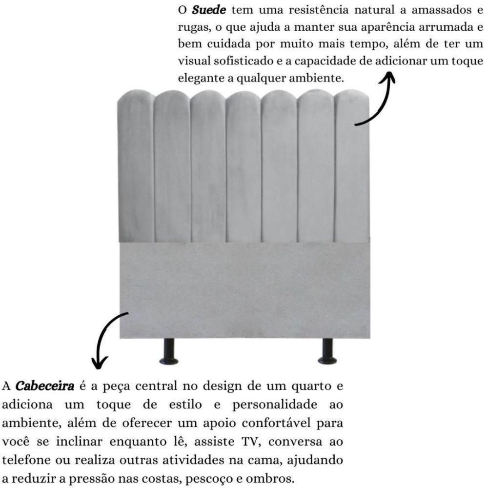 Cabeceira Nuvem Cama Solteiro 90 Cm Alanis Suede Cinza Claro - 6