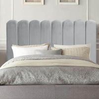 Cabeceira Nuvem Cama Solteiro 90 Cm Alanis Suede Cinza Claro - 2