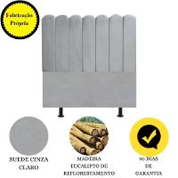 Cabeceira Nuvem Cama Solteiro 90 Cm Alanis Suede Cinza Claro