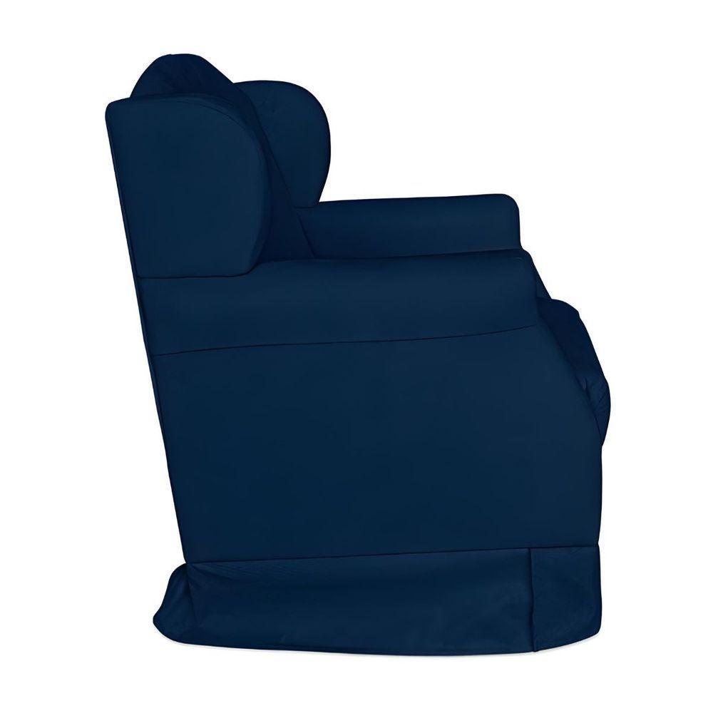 Poltrona Amamentação Com Balanço E Puff Luxo Suede Manuela Azul Marinho - 9