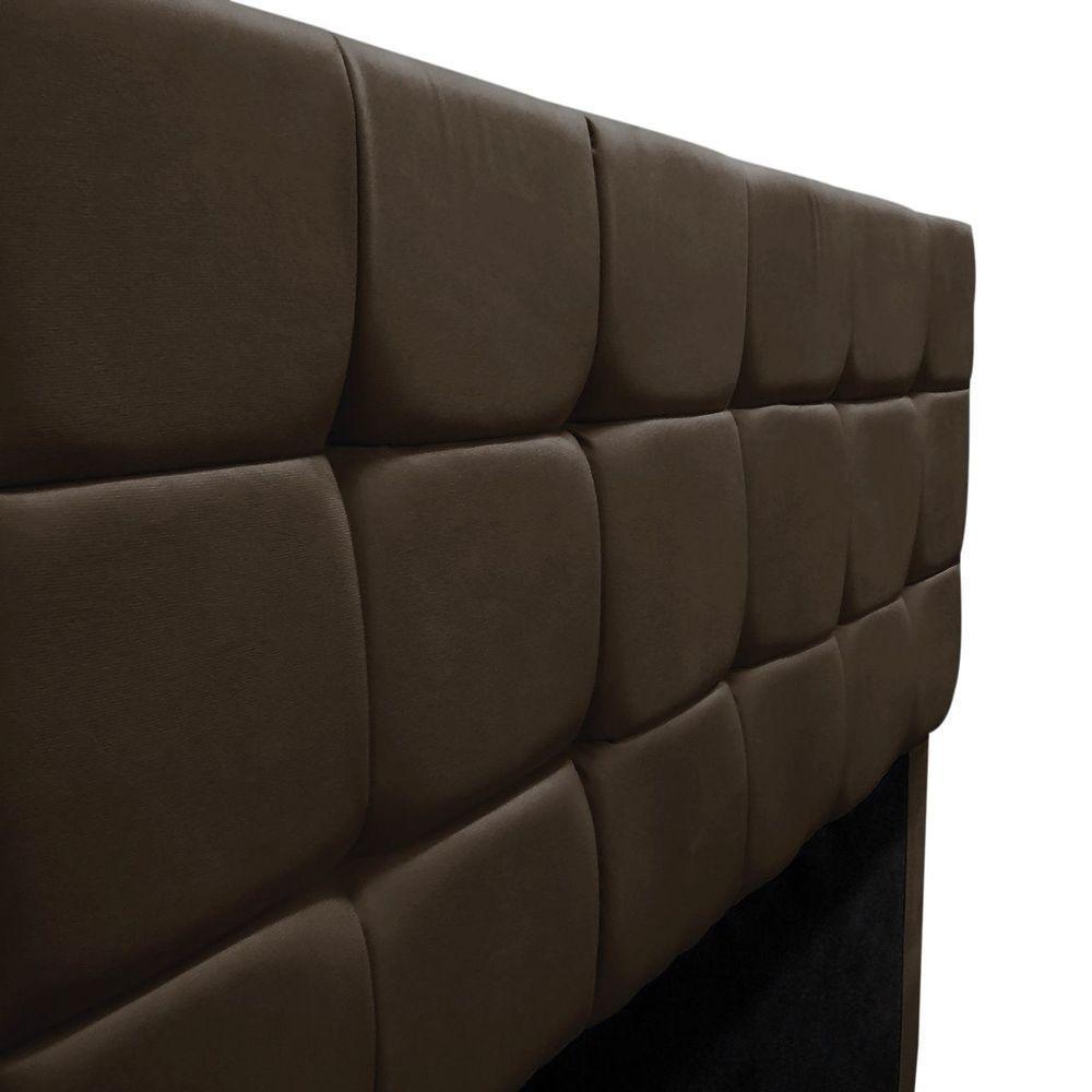 Cabeceira Cama Box Estofada Queen 160 Cm Bianca Suede Marrom - 8