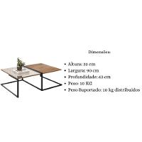 Mesa De Centro Decorativa Com Espelho Aurora Demolição Preto - 6