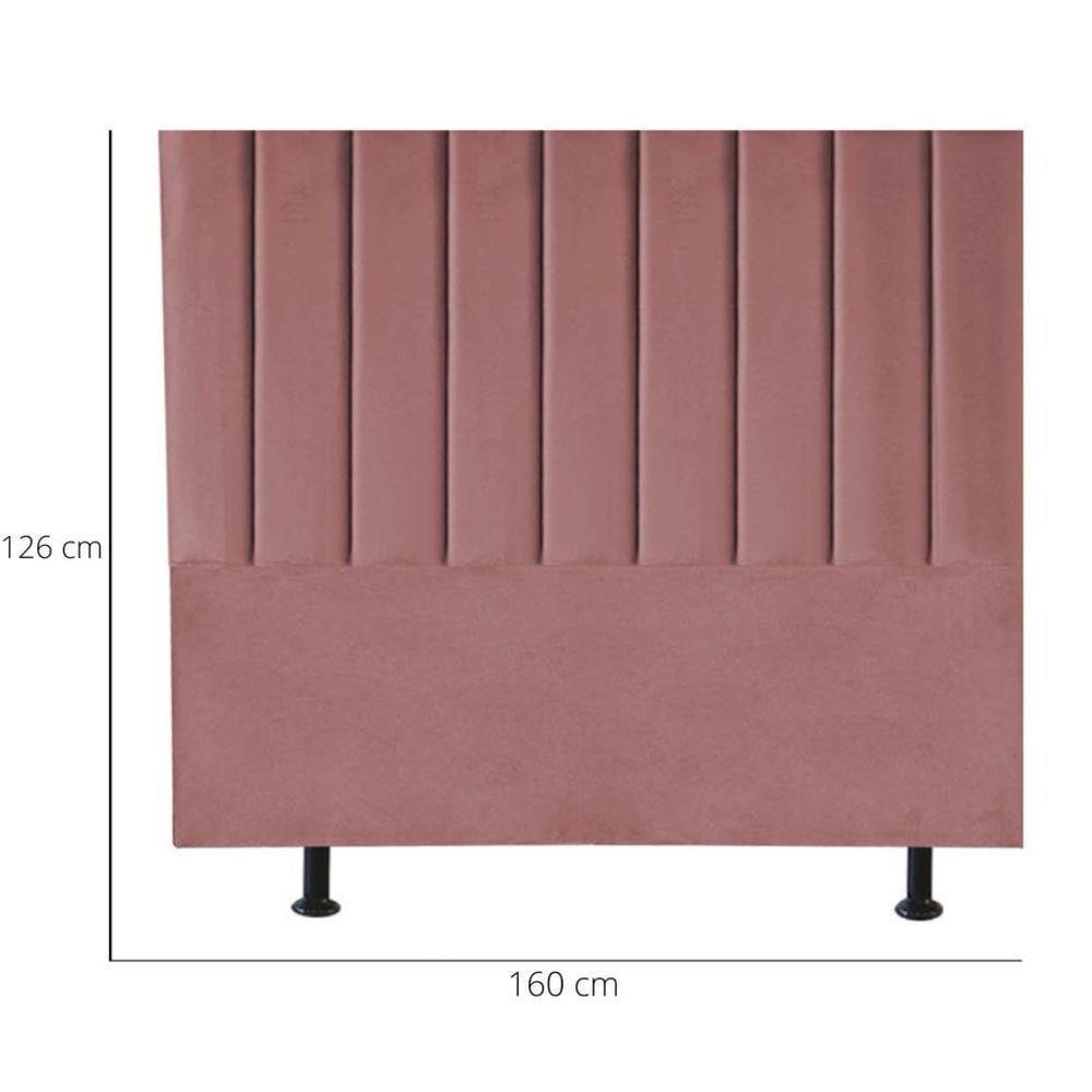 Cabeceira Estofada Cama Box Queen 160 Cm Sophia Carla Suede Rosê - 3