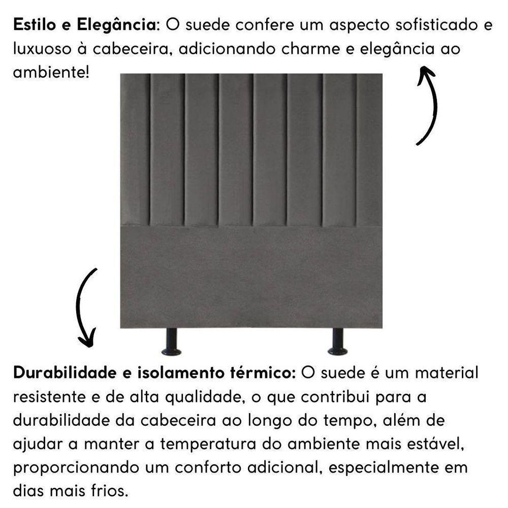 Cabeceira Cama Box King Size Estofada 195 Cm Carla Suede Cinza Escuro - 5