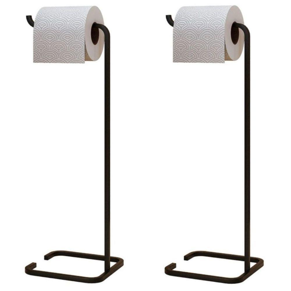 Kit 2 Porta Papel Higiênico Para Banheiro Level Preto - 1