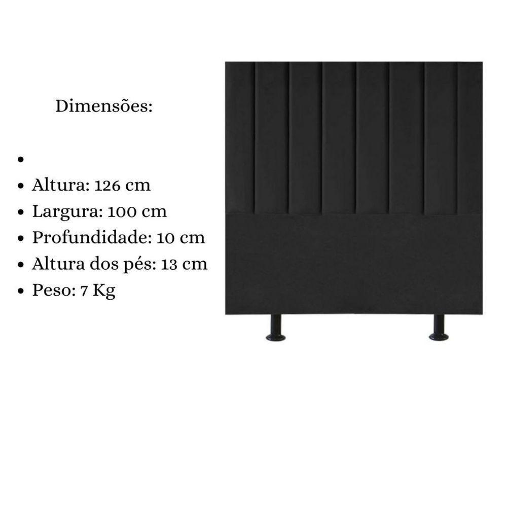 Cabeceira Cama Box Solteiro 100 Cm Sophia Carla Suede Preto - 5