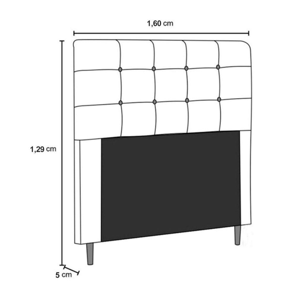 Cabeceira Estofada Cama Queen 160 Cm Helena Corino Branco - 3