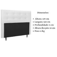 Cabeceira Estofada Cama Queen 160 Cm Helena Corino Branco - 6