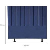 Cabeceira Estofada Cama Box Queen 160 Cm Sophia Carla Suede Azul Marinho - 3