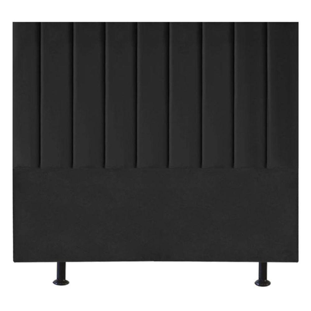 Cabeceira Estofada Cama Box Queen 160 Cm Sophia Carla Suede Preto - 1