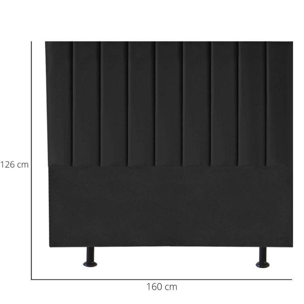 Cabeceira Estofada Cama Box Queen 160 Cm Sophia Carla Suede Preto - 3