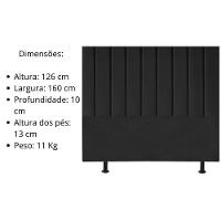 Cabeceira Estofada Cama Box Queen 160 Cm Sophia Carla Suede Preto - 5
