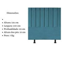 Cabeceira Cama Box Solteiro 100 Cm Sophia Carla Suede Azul Turquesa - 5