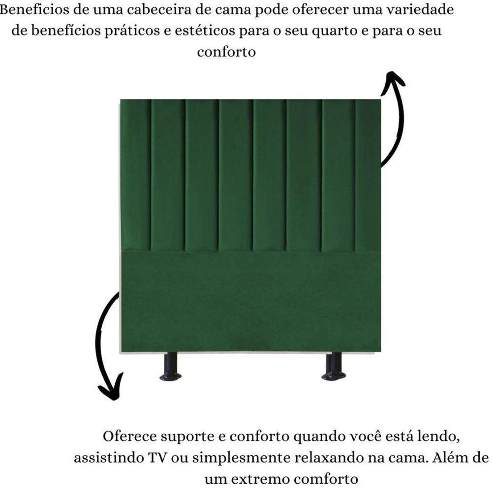 Cabeceira Estofada Cama Solteiro 90 Cm Sophia Carla Suede verde Musgo - 6