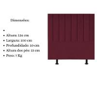 Cabeceira Cama Box Solteiro 100 Cm Sophia Carla Suede Bordô - 5