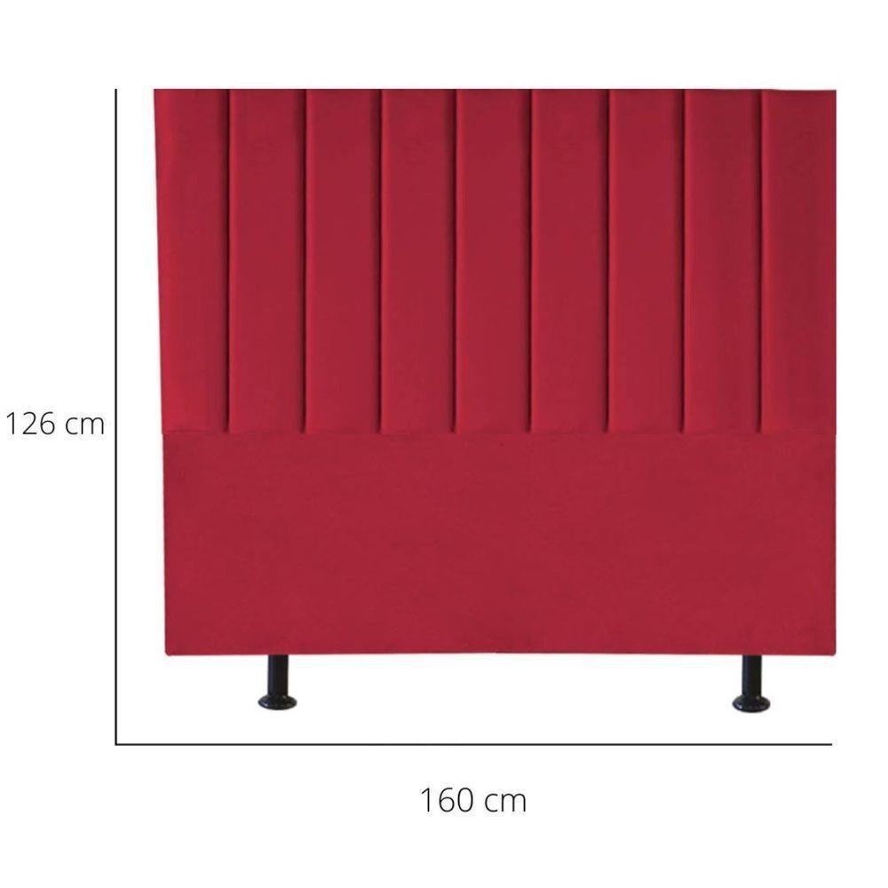 Cabeceira Estofada Cama Box Queen 160 Cm Sophia Carla Suede Vermelho - 3