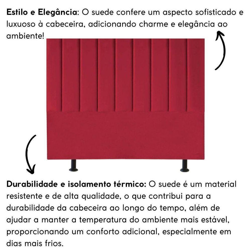 Cabeceira Estofada Cama Box Queen 160 Cm Sophia Carla Suede Vermelho - 6