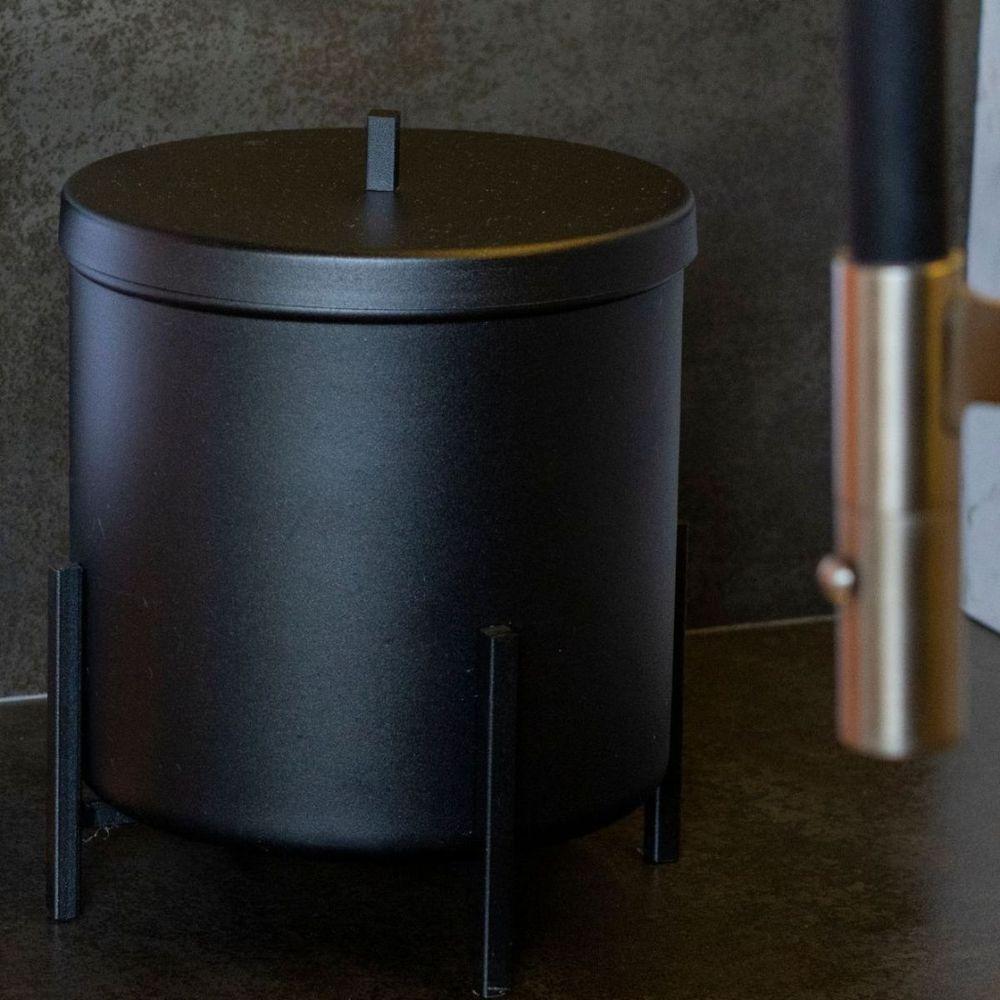 Kit 3 Lixeiras Cesto De Lixo De Banheiro Cozinha Level Preto - 3