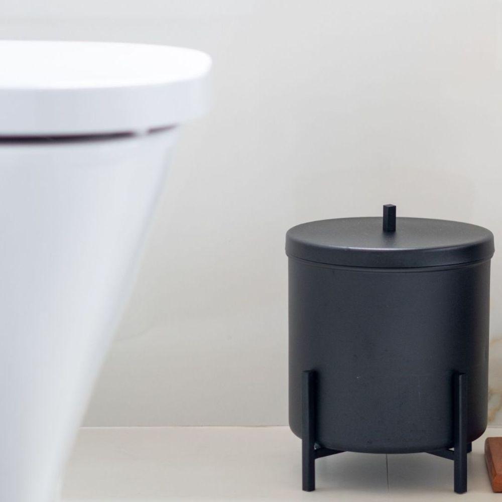 Kit 3 Lixeiras Cesto De Lixo De Banheiro Cozinha Level Preto - 4