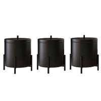 Kit 3 Lixeiras Cesto De Lixo De Banheiro Cozinha Level Preto - 1