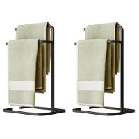 Kit 2 Porta Toalha Duplo Toalheiro De Banheiro Level Preto - 1