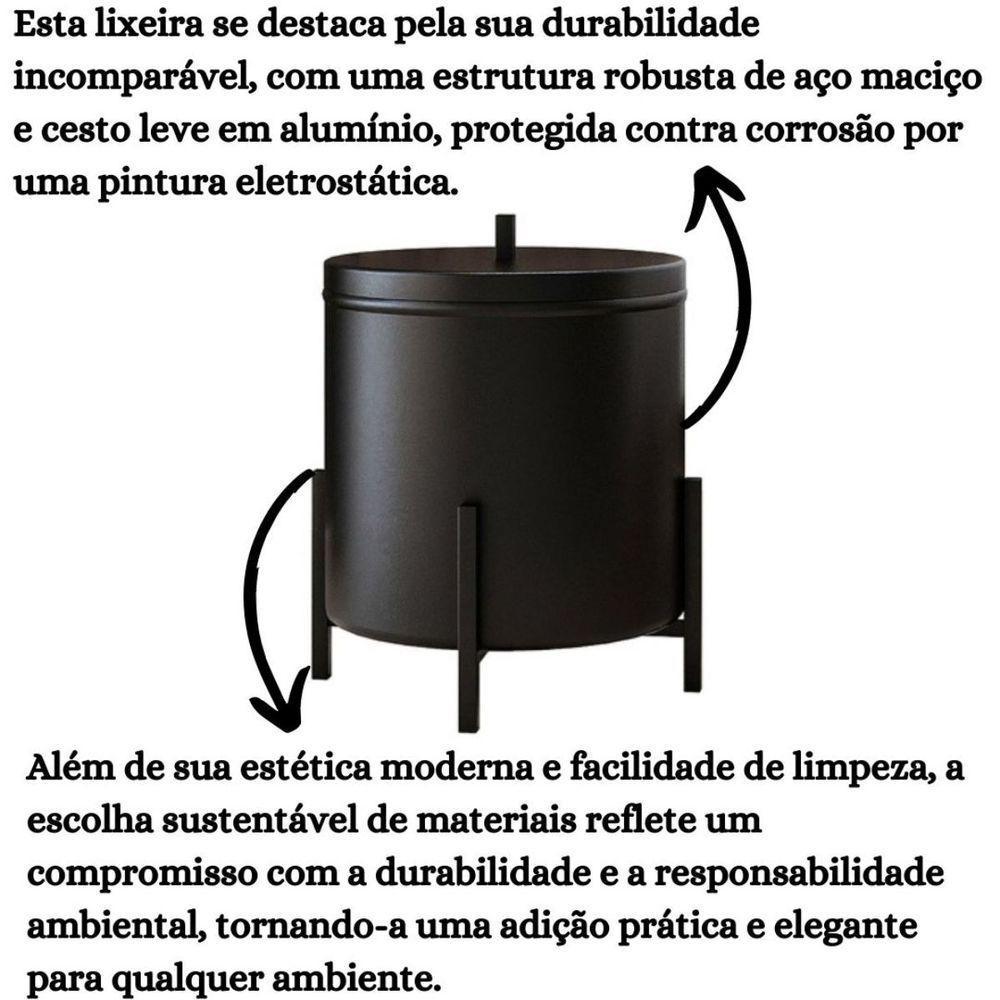 Kit Porta Toalha Duplo E Lixeira Para Banheiro Level Preto - 6