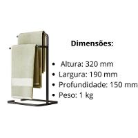 Kit Porta Toalha Duplo E Lixeira Para Banheiro Level Preto - 8