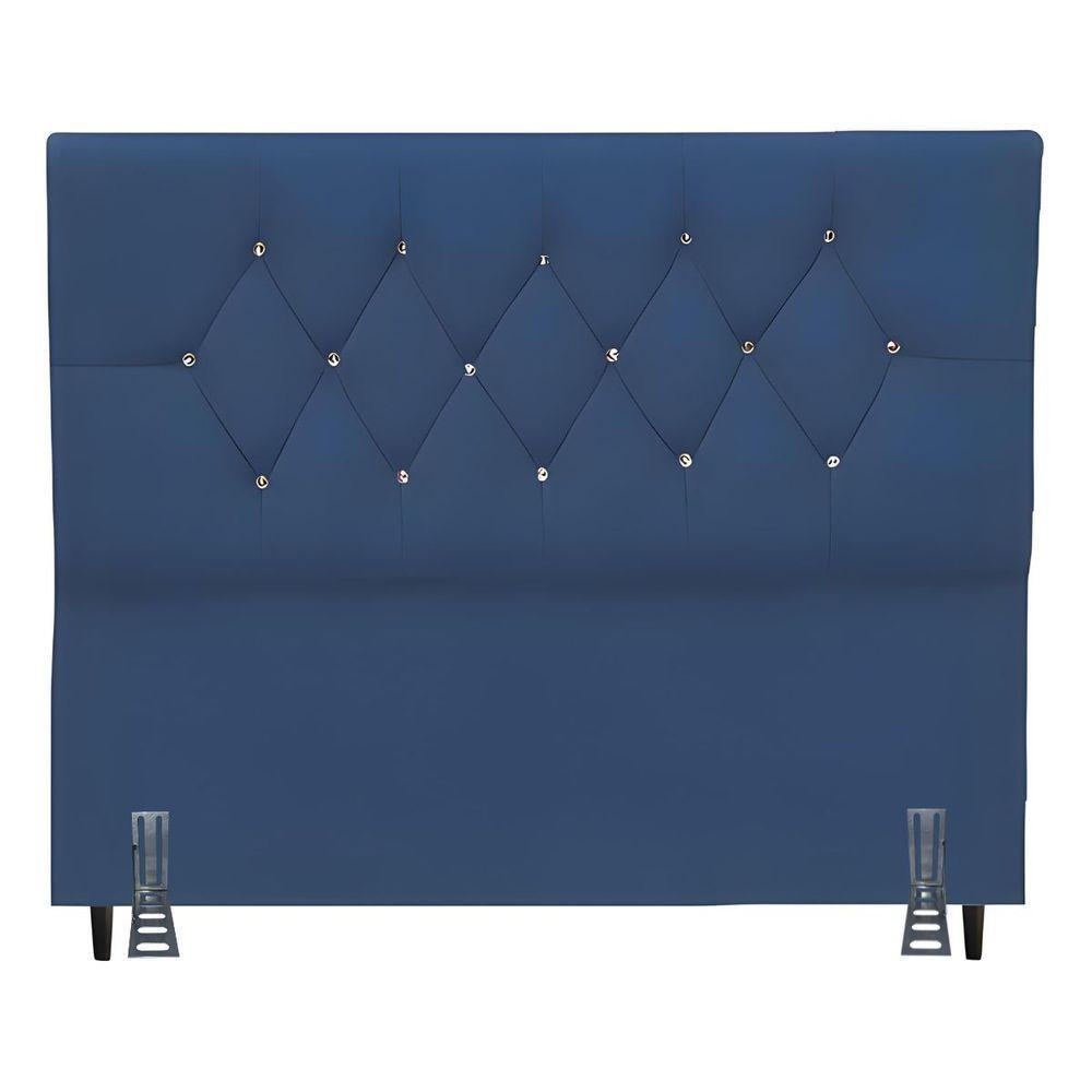 Cabeceira Para Cama Casal 140 Cm Brenda Com Frame Suede Azul Marinho - 1