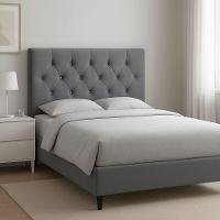 Cabeceira Para Cama Solteiro 90 Cm Brenda Com Frame Suede Cinza - 2