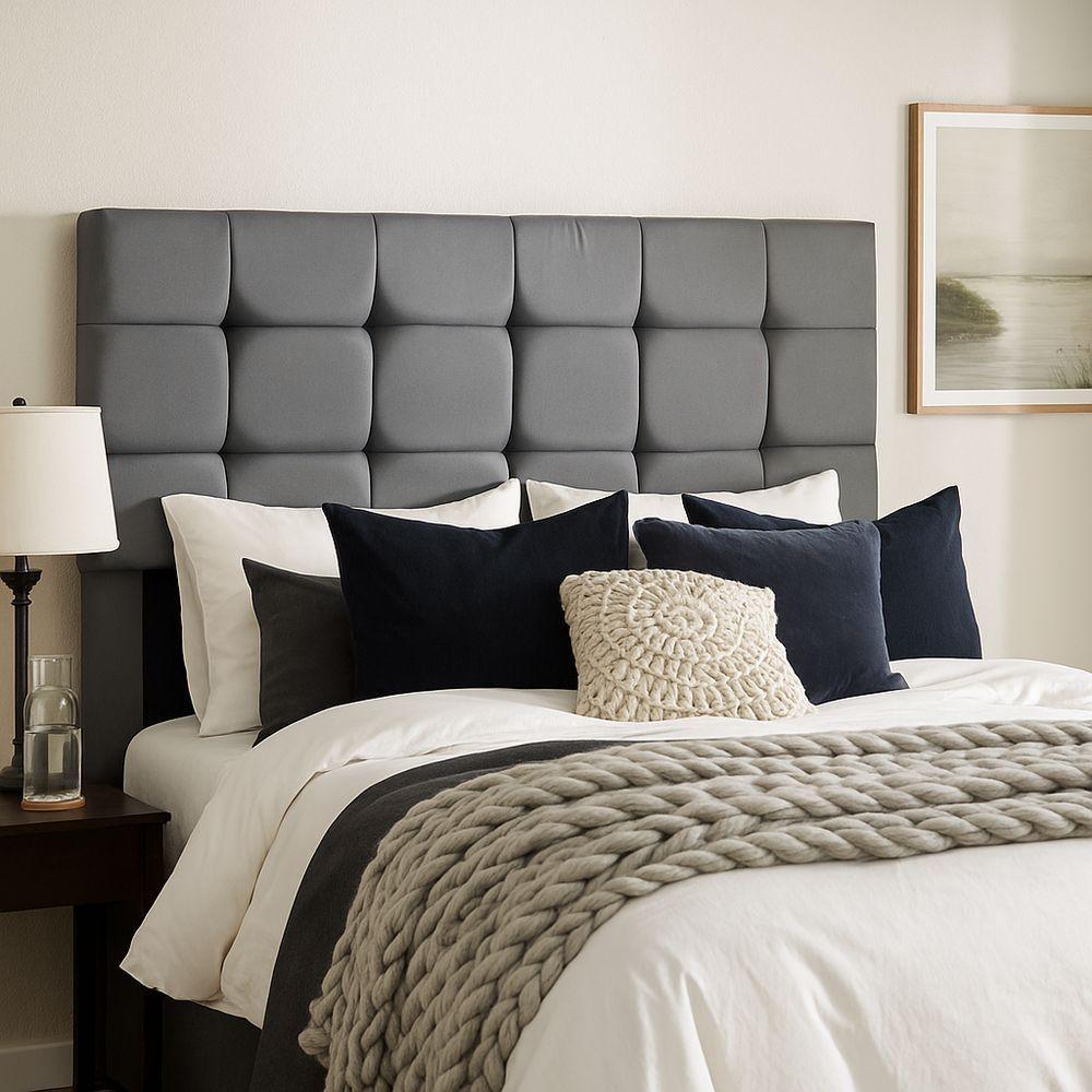 Cabeceira Cama Box Solteiro 90 Cm Malta Em Suede Com Frame Cinza - 1