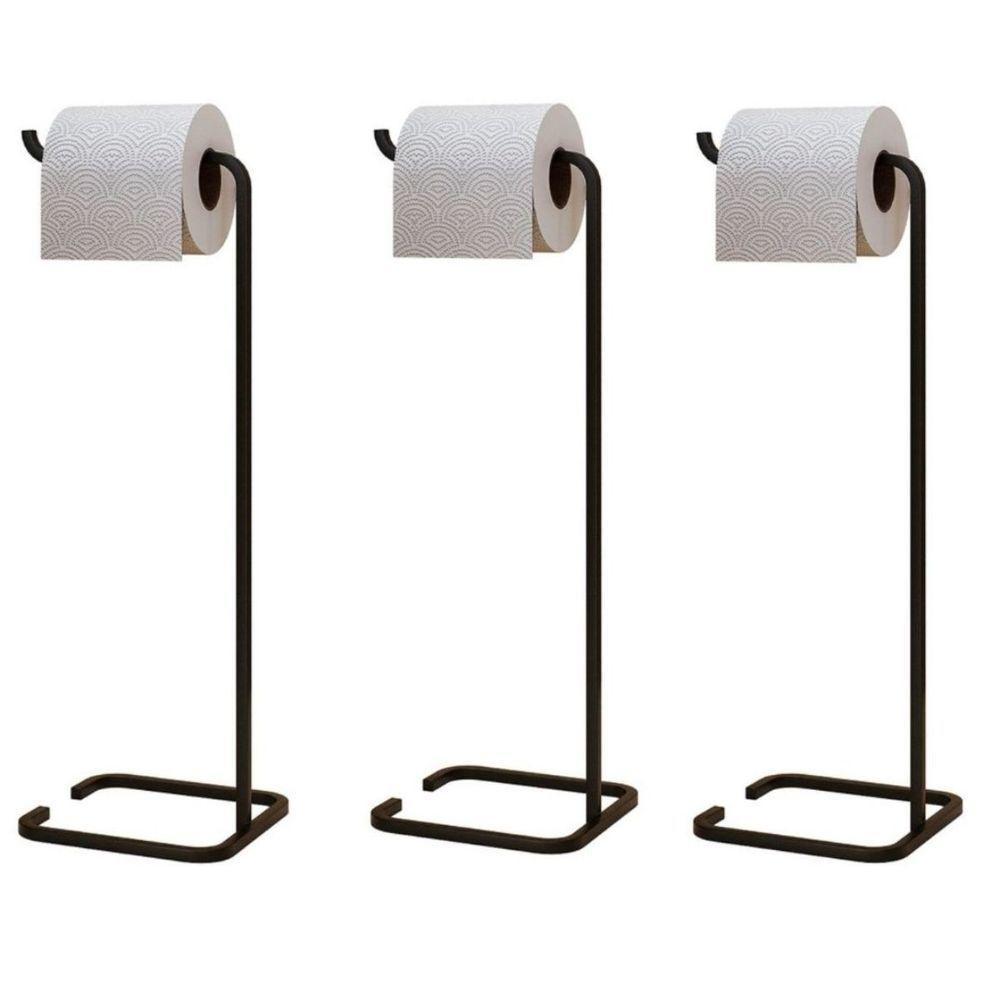 Kit 3 Porta Papel Higiênico Para Banheiro Level Preto - 1