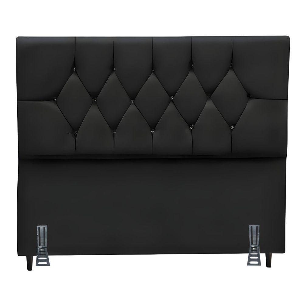 Cabeceira Para Cama Box King 195 Cm Brenda Com Frame Suede Preto - 1