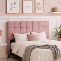 Cabeceira King 195 Cm Estofada Mali Em Suede Com Frame Rosa - 2