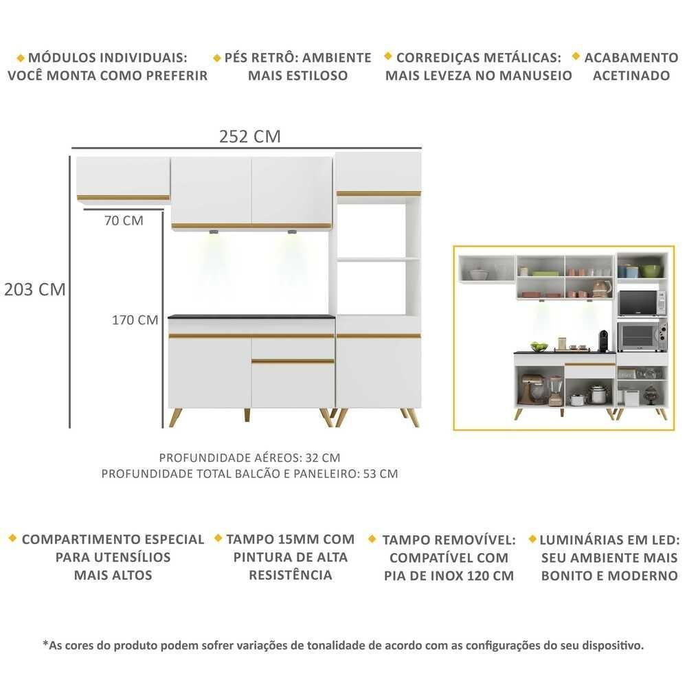 Cozinha Compacta 4 Peças Com Leds Veneza Up Multimóveis - 4